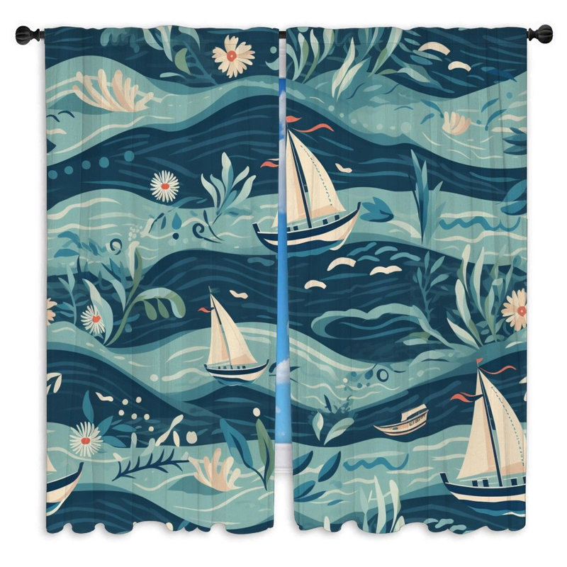 Rideaux transparents à motif nautique - 2 panneaux_13715, L 40 po x L 61 po