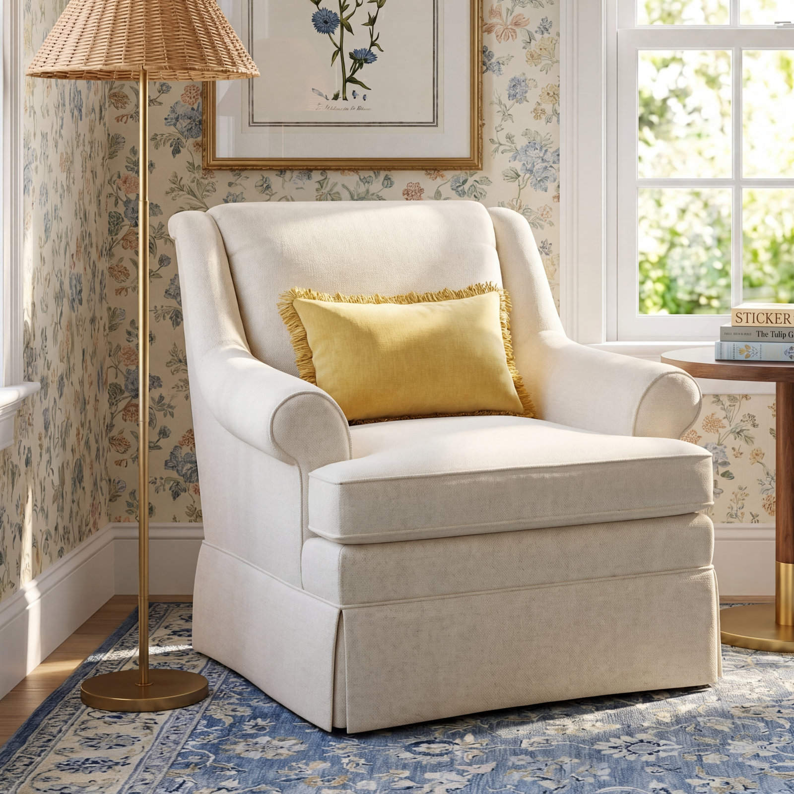 Eliana Upholstered Armchair, No, Peyton 31 White Performance Twill