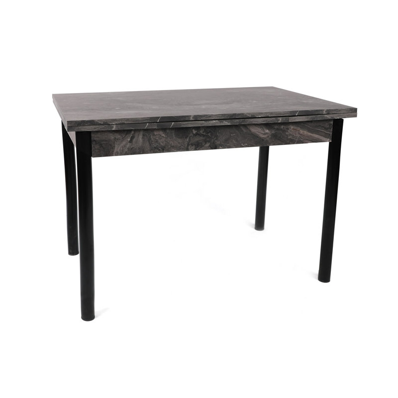Table de salle à manger moderne extensible, noire, 43,3 x 27,6 x 29,5 pouces (largeur étendue: 66,9 pouces) | Panneau de particules 100% enduit de mélamine avec pieds robustes en métal | Parfait pour les réunions de famille et les salles à manger élégantes