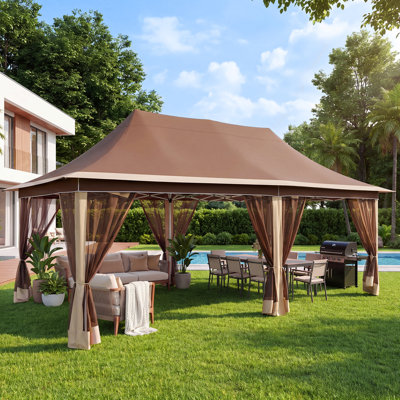 10x20ft Pop Up Gazebo Easy Setup Canopy Tents with Mosquito Netting,  Adjustable Height for Backyard, Parties and Picnic