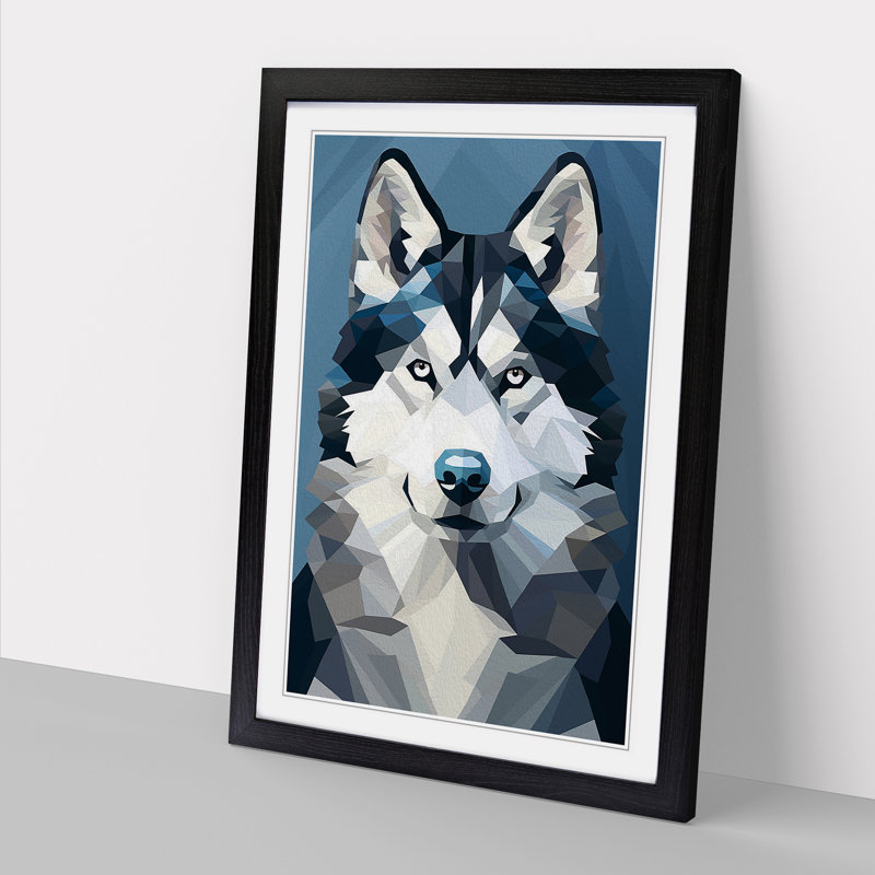 Husky Minimalism Art - Framed Print, Black Framed, 34cm H x 25cm W x 2cm D