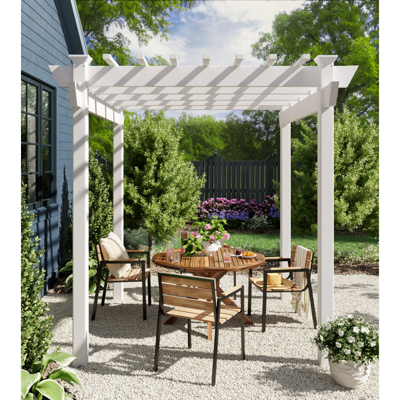 Kingston 7 Ft. W x 7 Ft. D Vinyl Pergola, White