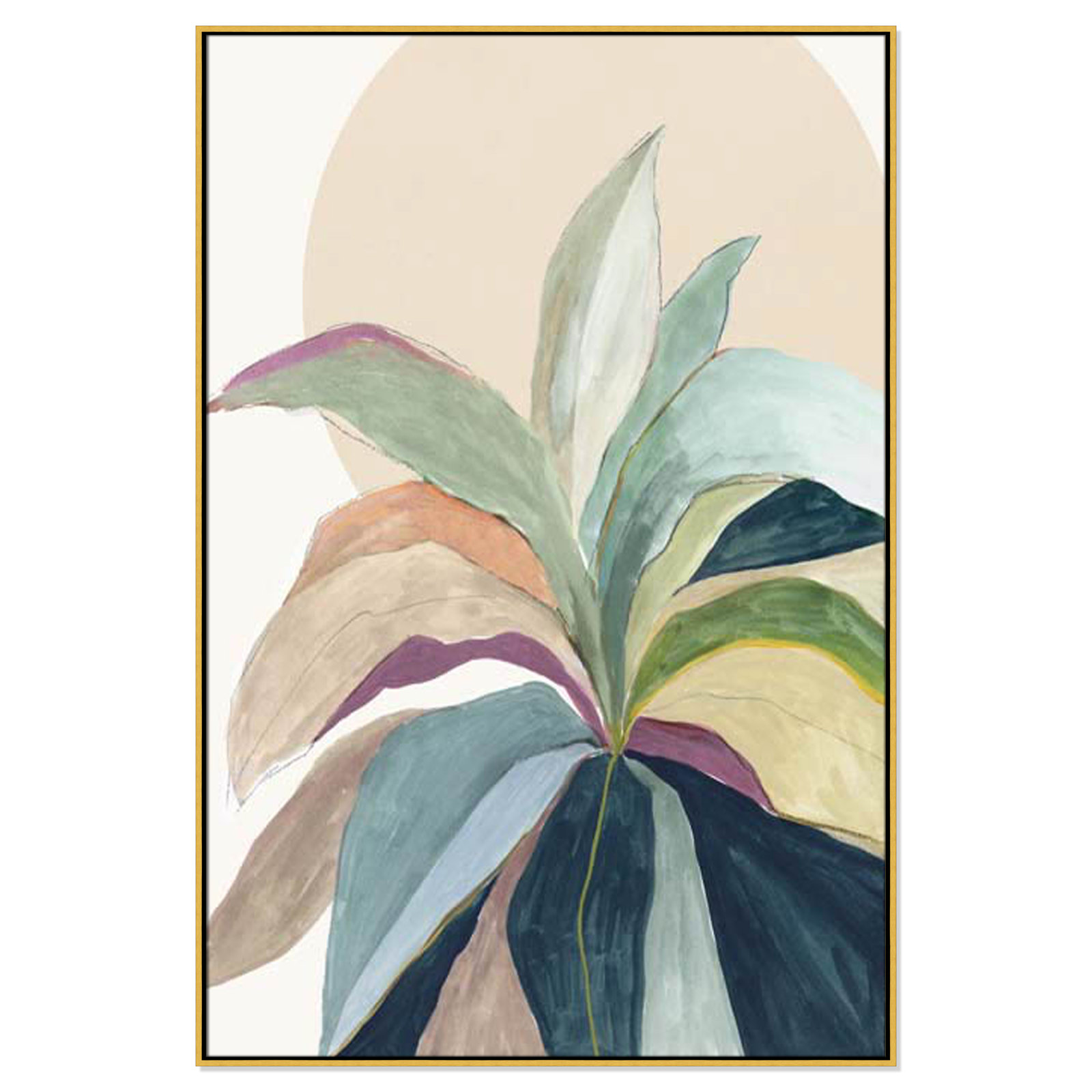 Byer "Sunny Bright Leaves II" Print by Asia Jensen, No Mat, 61.5" H x 41.5" W x 2" D, Gold Floater Framed