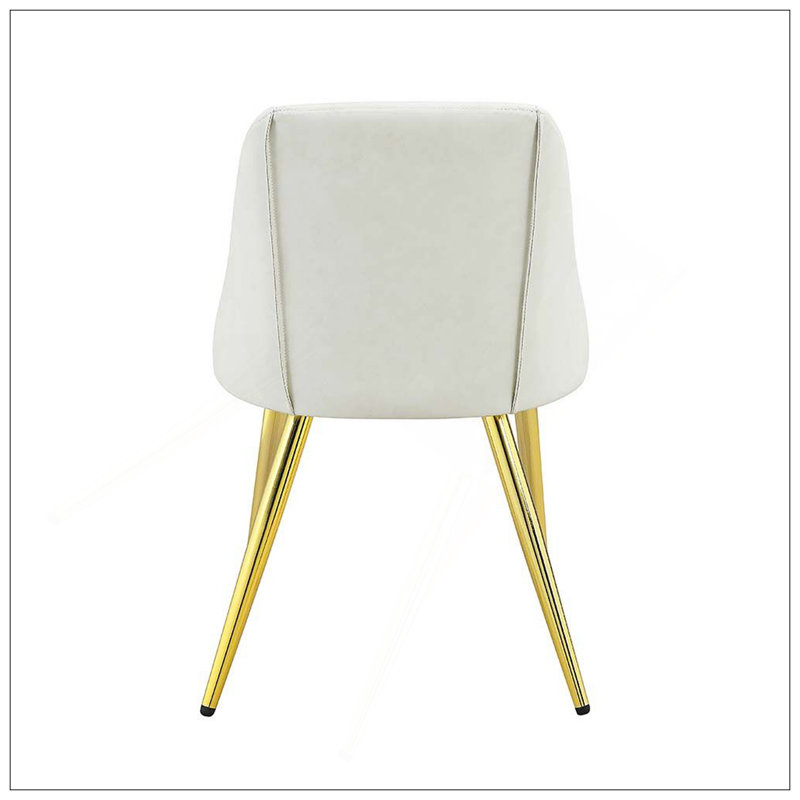 Ensemble de 2 chaises de salle à manger en cuir synthétique blanc avec base dorée, confortables et élégantes pour les intérieurs modernes