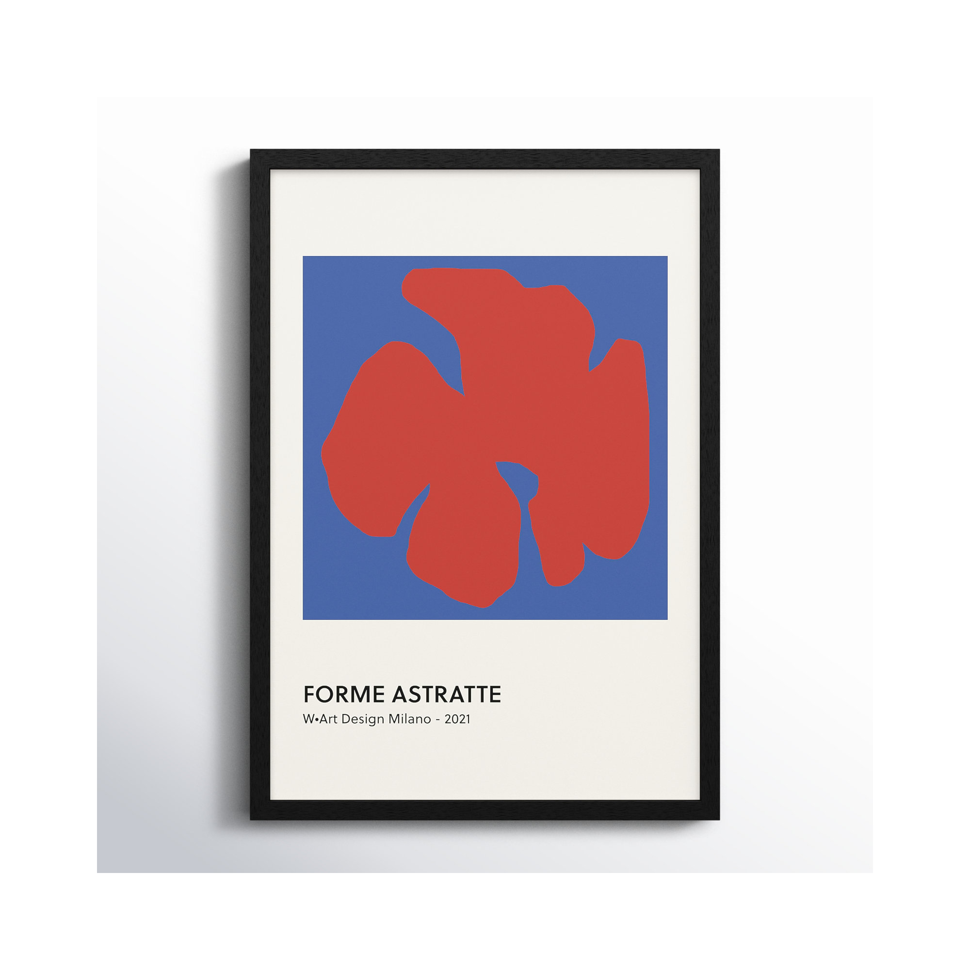 Despina Forme Astratte Blue & Red by Romina Gadler, Black Framed Paper, 20" H x 14" W x 1.25" D