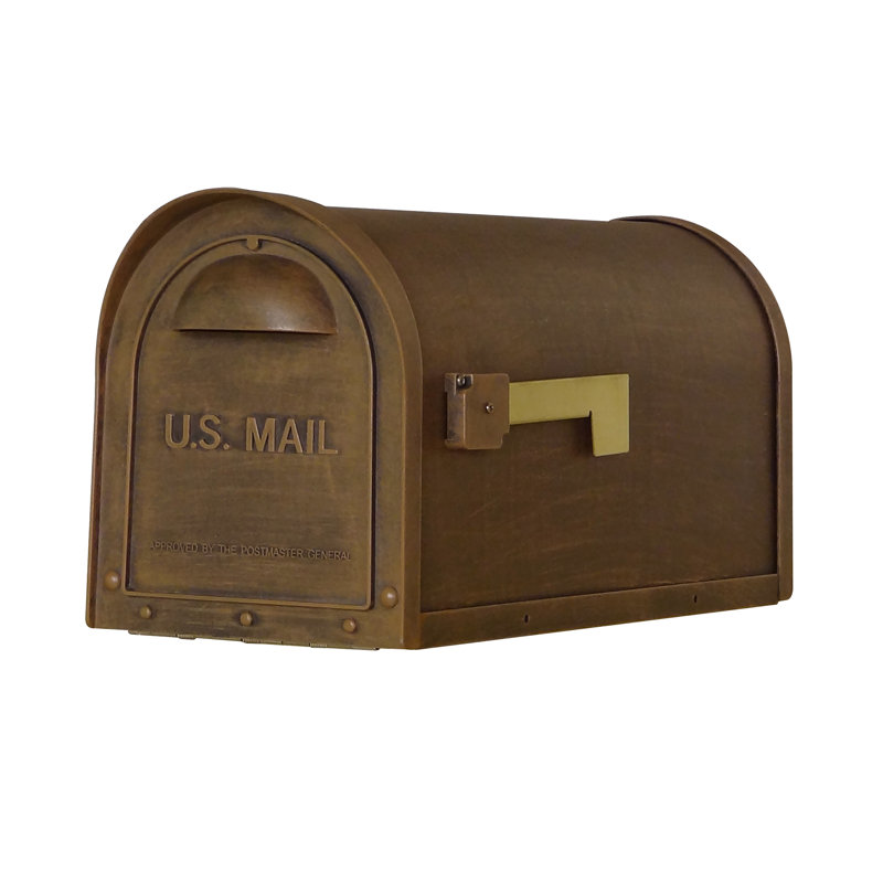 Baldwin Aluminum Post Mounted Mailbox with Magnetic Closure, Copper