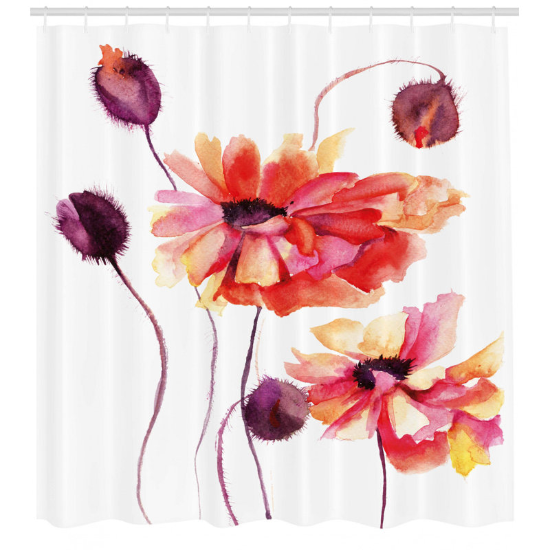 Floral Shower Curtain with Hooks Included, 75" H x 69" W