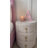 Gray 3 Drawers Velvet Round Nightstand With Sintered Stone Top-1398244323