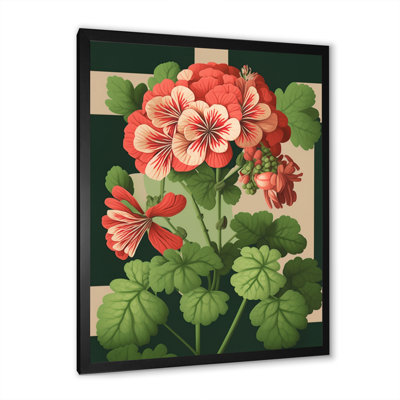 Fleur de géranium en fleurs rétro V - art mural sur toile florale