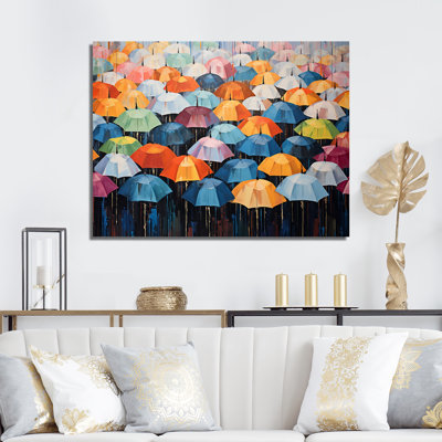 «Rainbow Umbrellas Collage I», reproduction sur toile