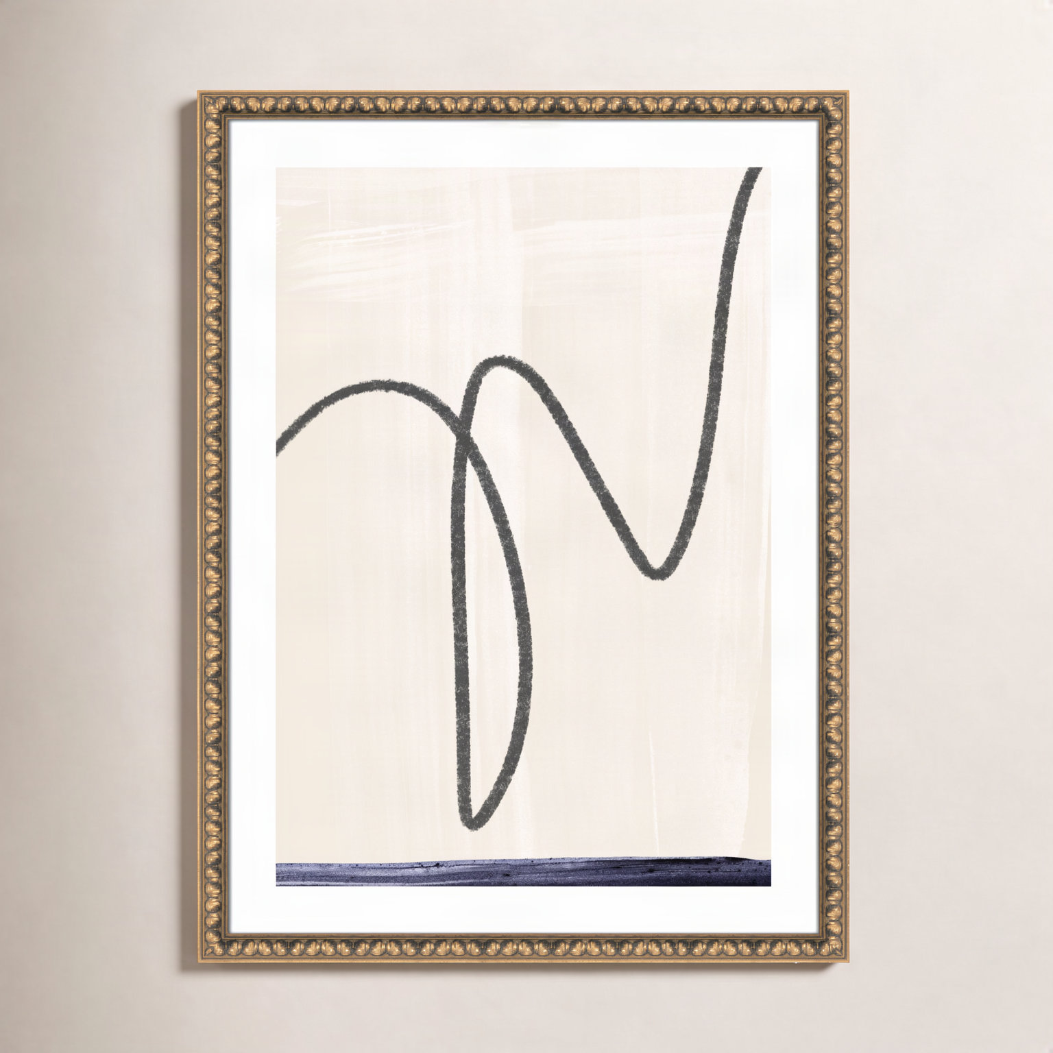 Tigerlily "Departured I" Painting, Gold Bead Framed Paper, 36.5" H x 26.5" W x 1.13" D