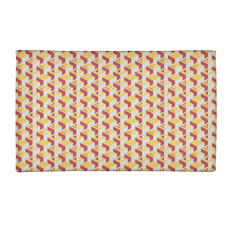 Tapis de zone jaune/rouge light skyscrapers, Rectangle 5 pi x 7 pi