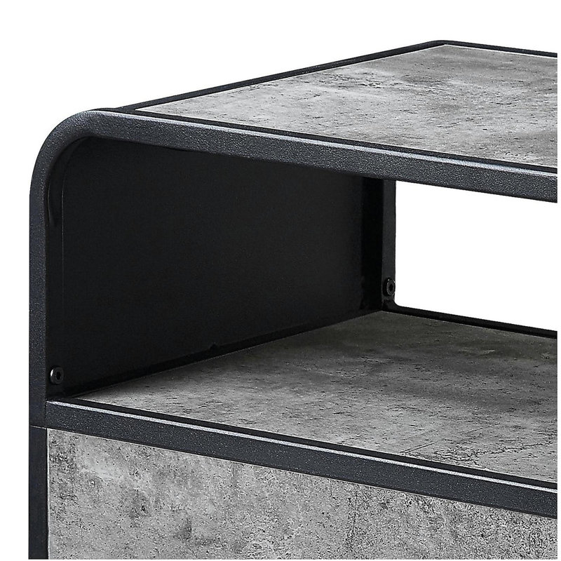 Meuble télé 2 tiroirs gris béton et noir