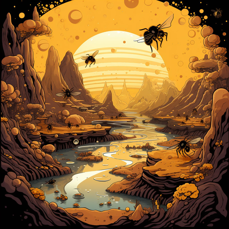 Hive mind - 24"x24" Framed canvas