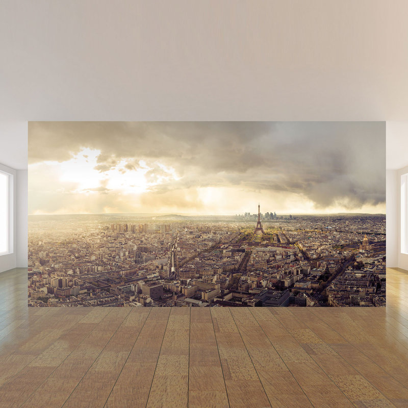 Panneau de papier peint paysage Thyri City, L 100,08 po x l 192 po