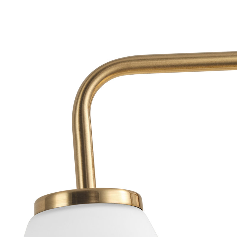 Lampe frontale à miroir réglable en verre blanc laiteux à 3 lampes, Blanc