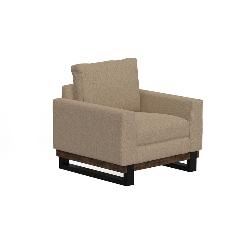 Upholstered Armchair, Light Brown Polyester