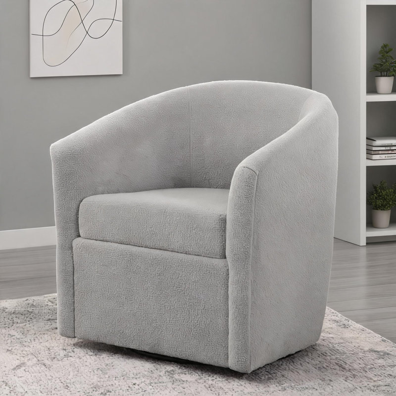 Fauteuil d'appoint pivotant en tissu gris de performance gris pour un salon confortable, dossier classique, Gris