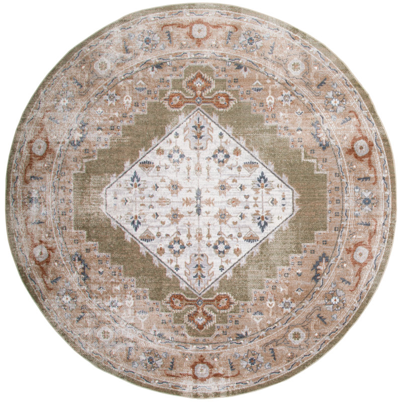 Tapis multicolore sauge perse Millyr, Rond 8 pi
