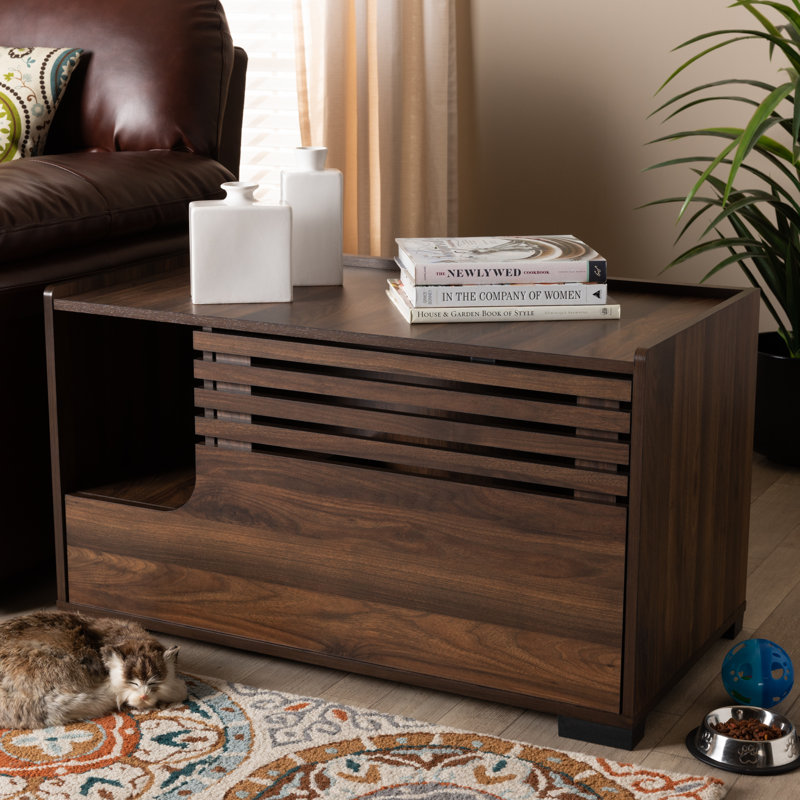 Hanon Litter Box Enclosure in Walnut Brown Finished Wood, 20.2'' H X 35.4'' W X 18.9'' D