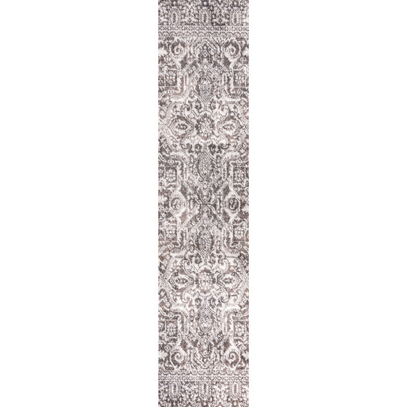 Scala Grand Medallion Ornate Brown/Ivory Rug, Runner 2' x 10'