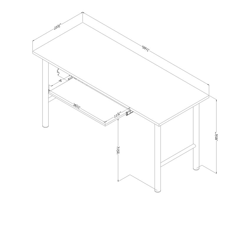 Nordik Oak Brown Desk with Keyboard Tray and Metal Legs