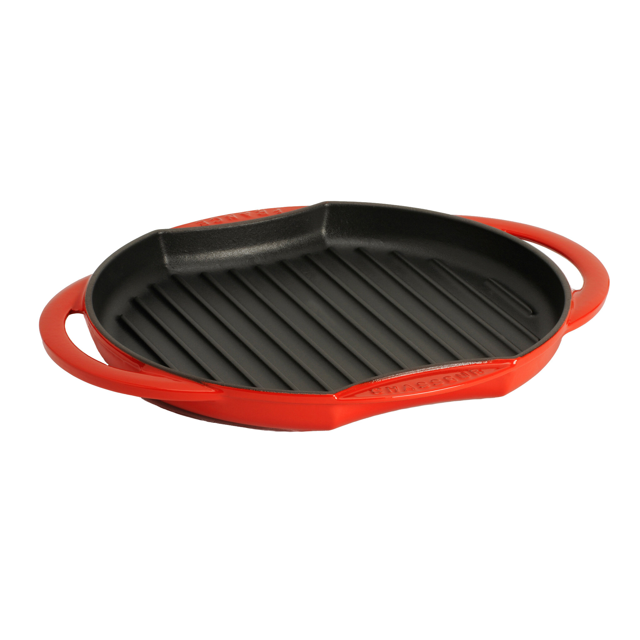 Chasseur French Rectangular Enameled Cast Iron 12 Grill Pan - Red