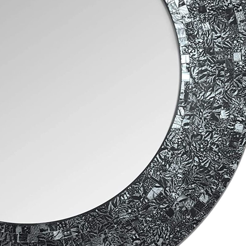 Gelantipy Glass Round Mirror, Black/Silver