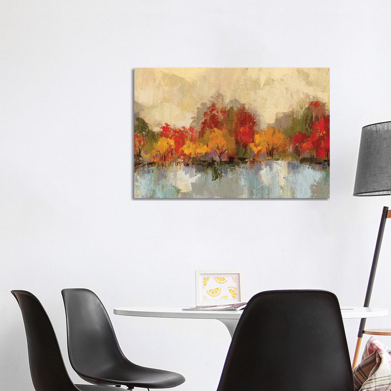 Autumn River Reflection by Silvia Vassileva - No Frame Gallery-Wrapped Canvas Giclée on Canvas, 101.6 cm H x 66.04 cm W