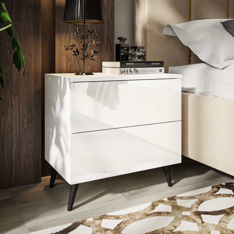 Donneville 2 Drawer Bedside Table, White