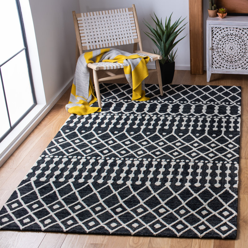 Dillard Hand Tufted Wool Geometric Rug, Rectangle 4' x 6'