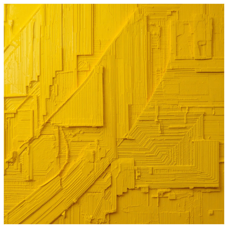 Yellow Textured Geometric Bath Mat, 34in W x 21in L