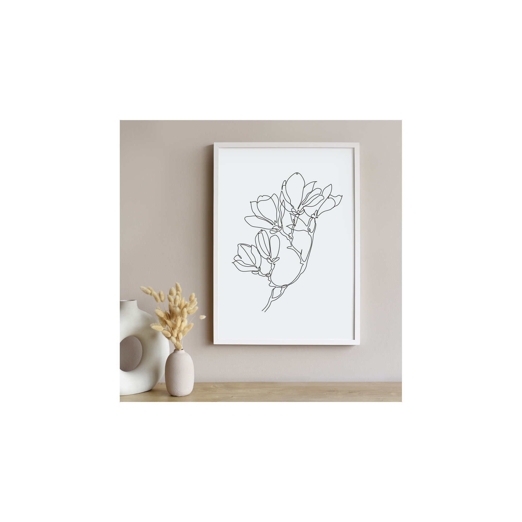 Capullo Wood Matte Picture Frame with Mat, White, 8" x 10", 4" x 6"
