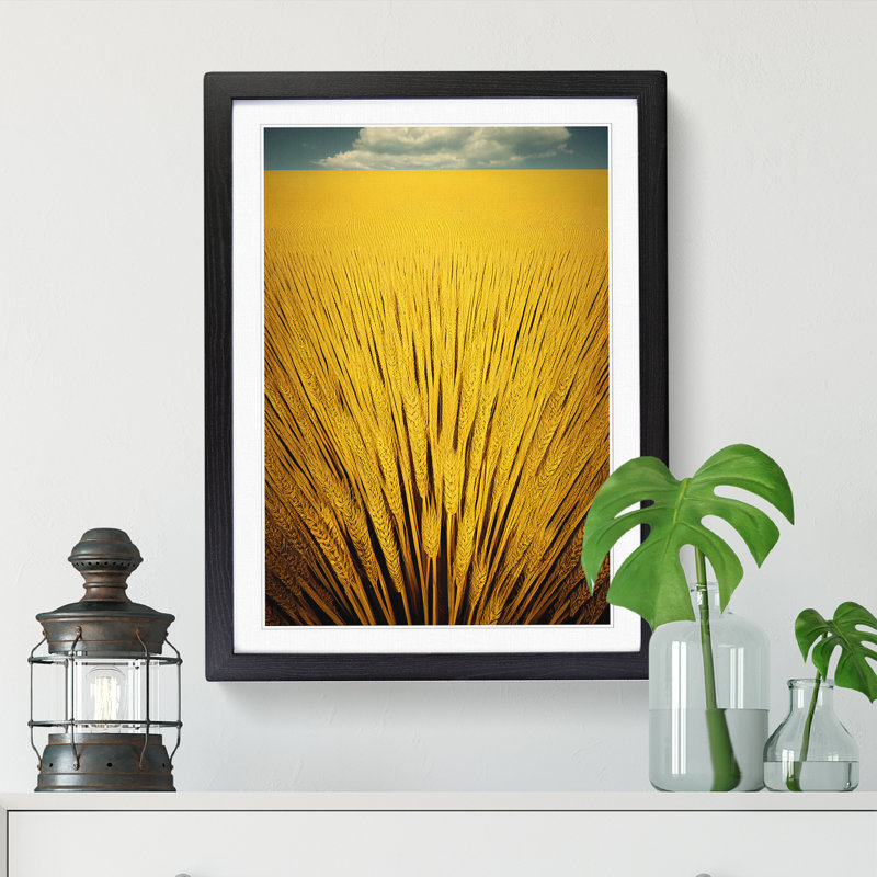Wheat Field Contemporary - Single Picture Frame Print, 34cm H x 25cm W x 2cm D, Oak