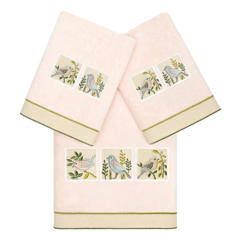 3 Piece Turkish Cotton Towel Set, Blush