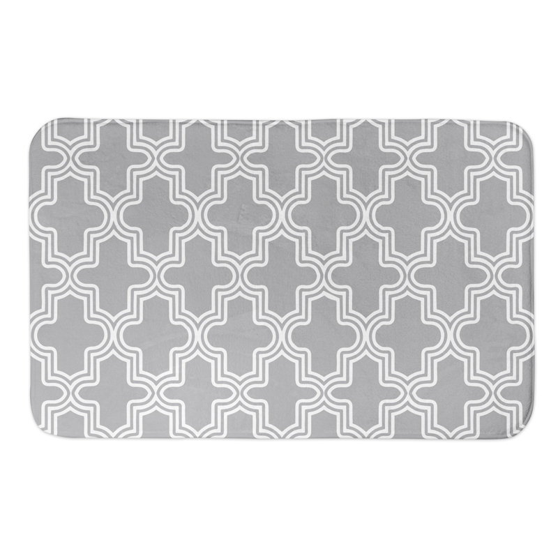  Tapis rectangulaire antidérapant pour salle de bain Quatrefoil, Gris