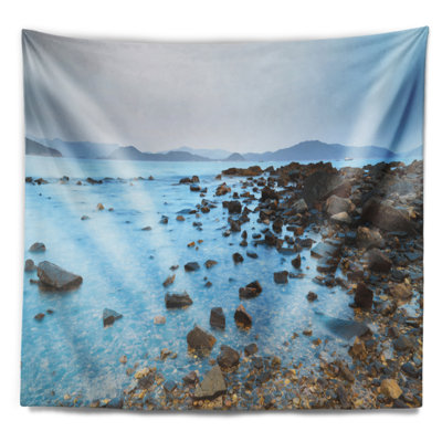 Tapisserie de plage stony de mer avec accessoires suspendus en polyester mer mer mer mer