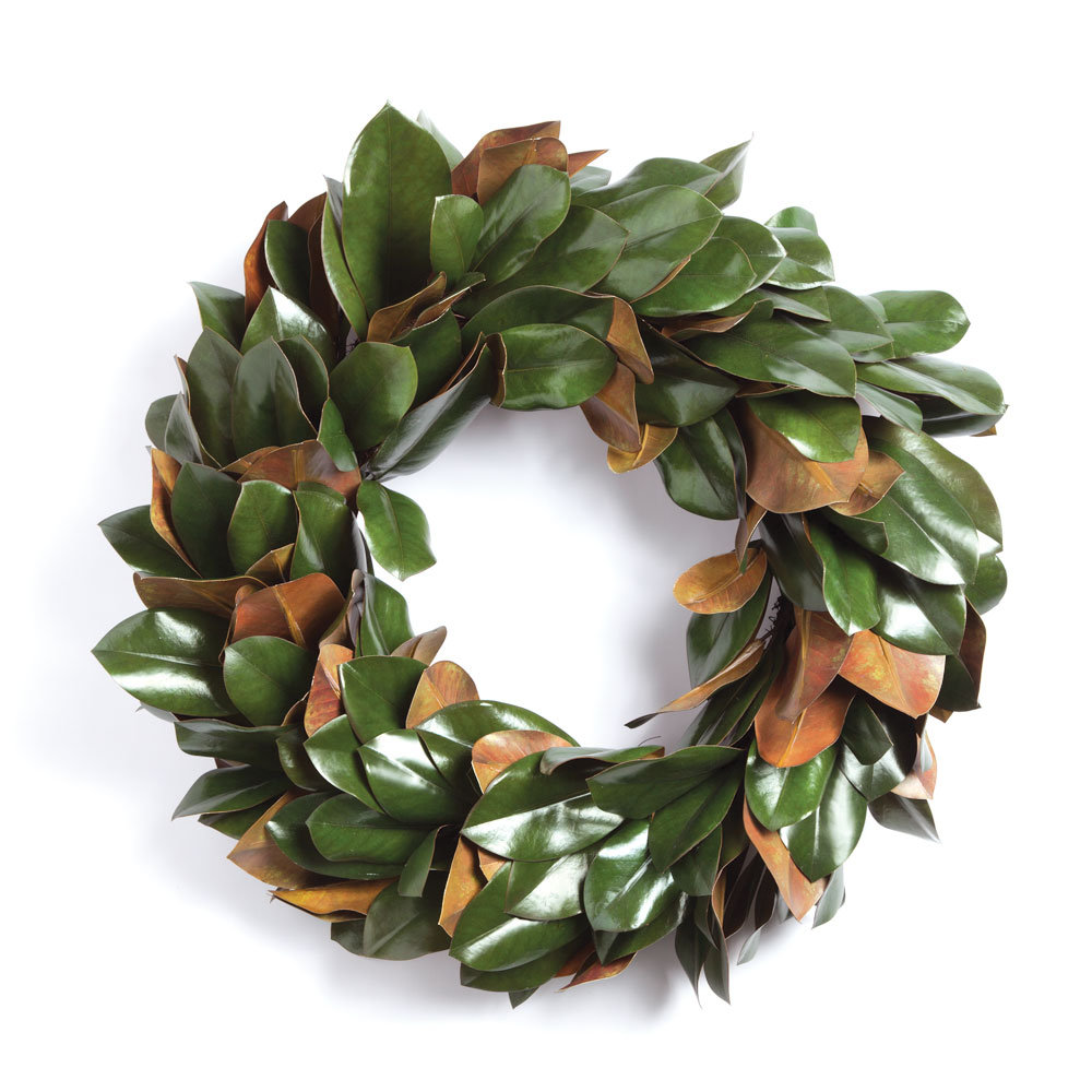 Barrigan Handcrafted Faux Magnolia Metal Wreath, 24" H x 24" W x 4" D