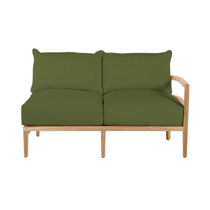 Canapé modulaire en teck Santa Barbara, Teck naturel, Pas de passepoil + bourre standard, Forêt de lin