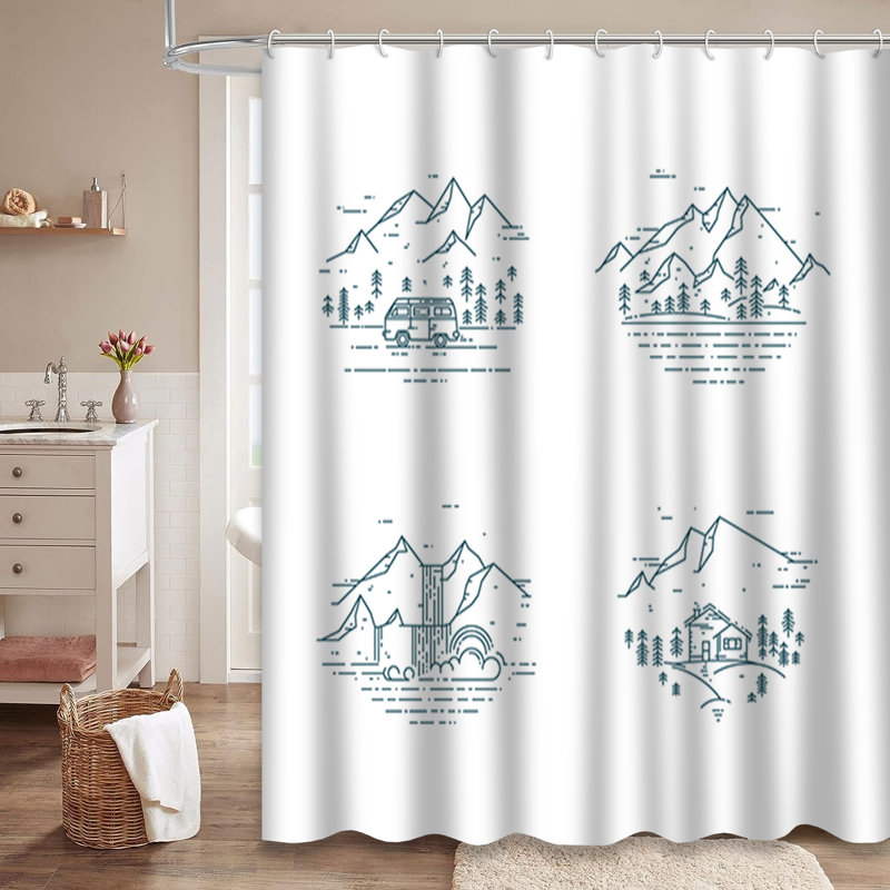 Rideau de douche Flat Line Wild Landscape, L 72 po x l 84 po