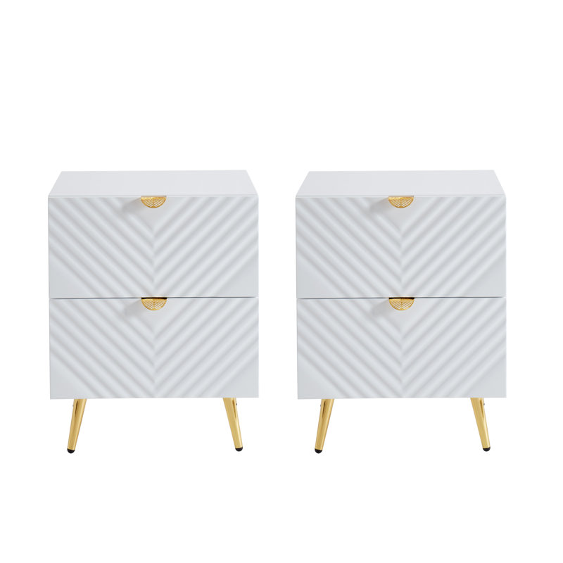 Table de chevet 2 tiroirs 25 po Dedrick, Blanc