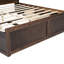 Lit plateforme très grand en bois avec tête de lit à plusieurs tiroirs - construction robuste, couleur antique, tiroirs sans sommier, nécessaire, look élégant-118042312