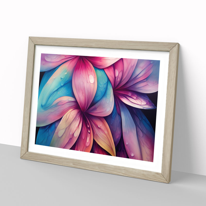 Colourful Flowers Vol.2 Abstract - Single Picture Frame Painting, Oak Framed, 25cm H x 34cm W x 2cm D