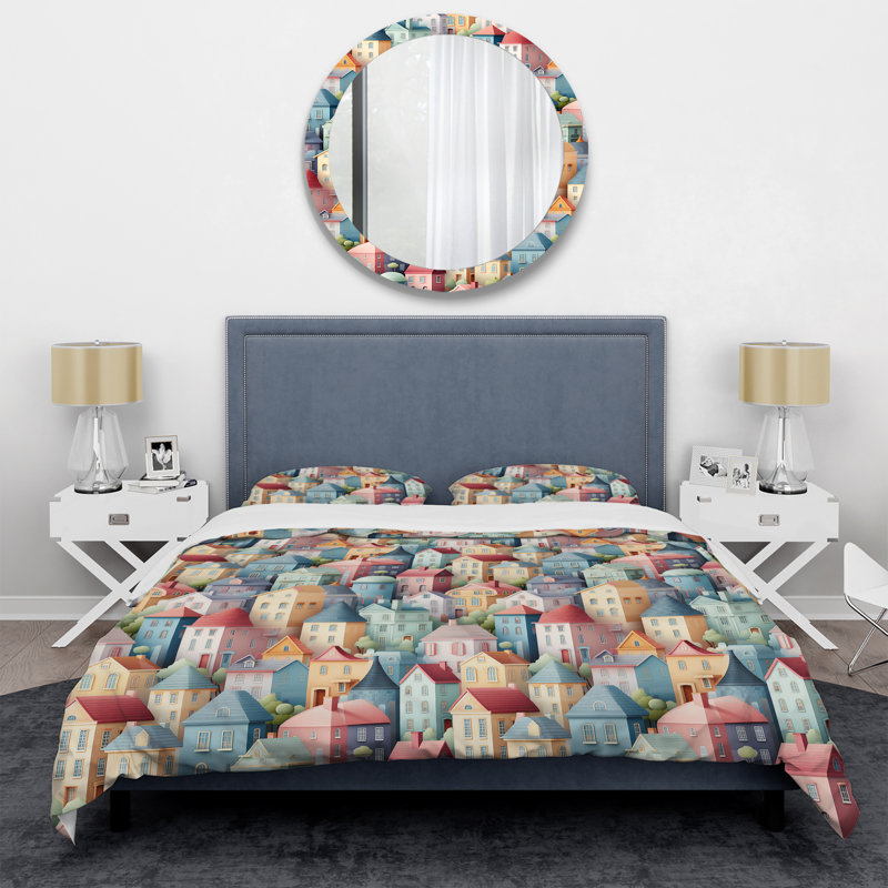 Literie urbaine de couleurs pastel douces I, Housse de couette pour très grand lit et 2 très