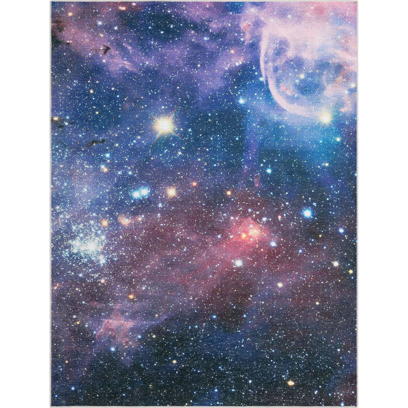Nebula Multi-Color Abstract Kids Washable 5' x 7' Rug