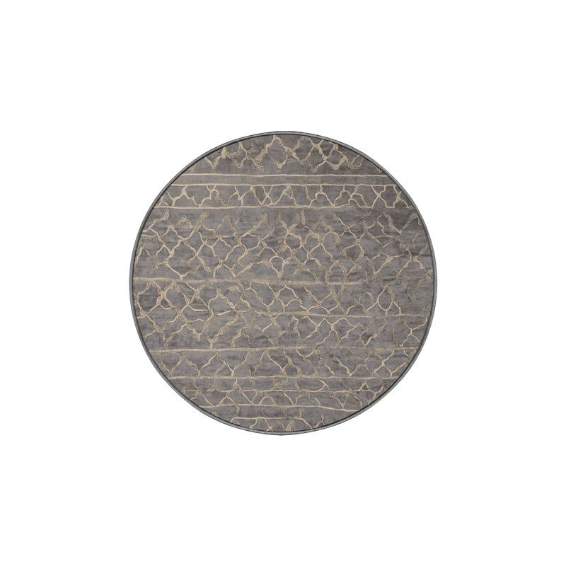 Machine Washable Gray Area Rug, Round 4'