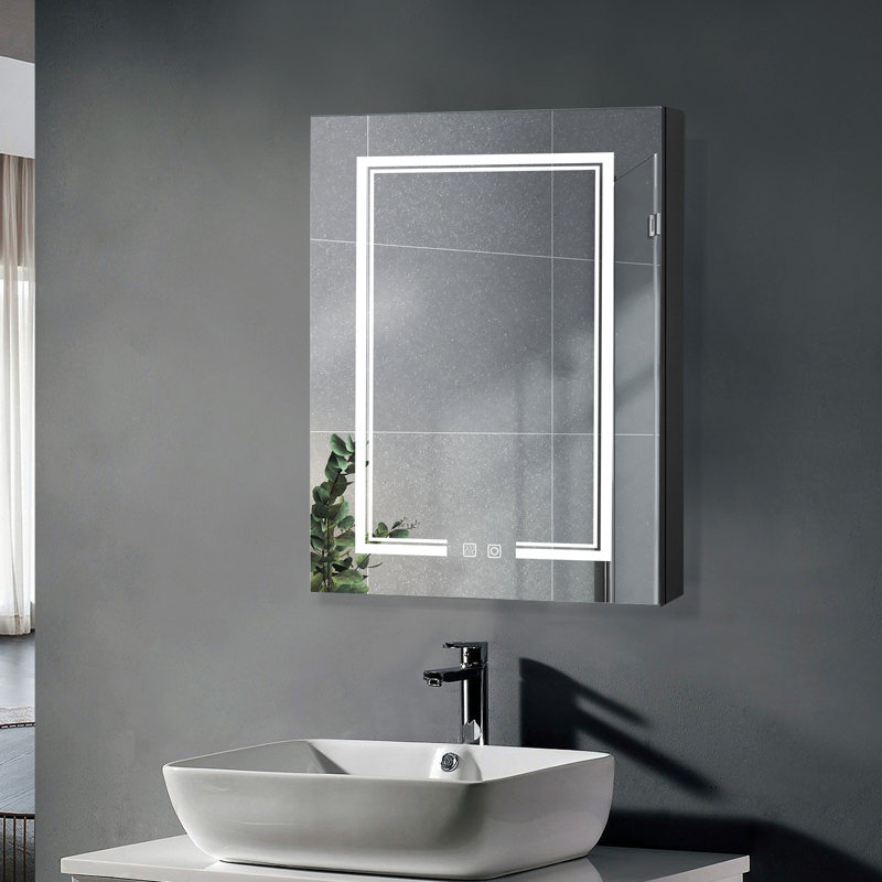Bezarez Recessed Mirrored Bathroom Cabinets with Mirror and 3