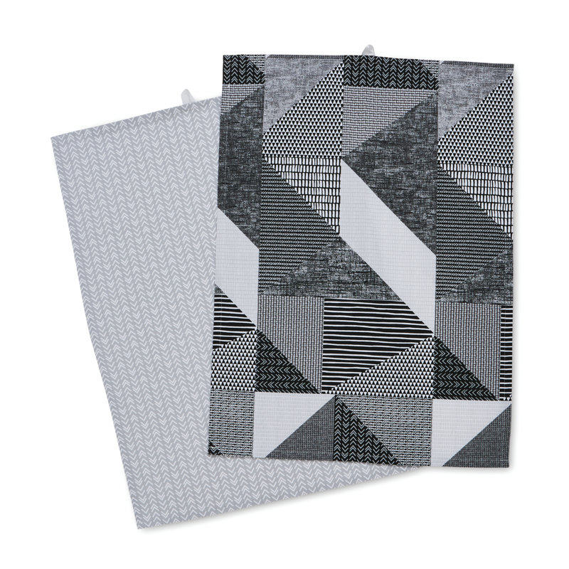 Larsson Geo Two Pack Tea Towels, Gray