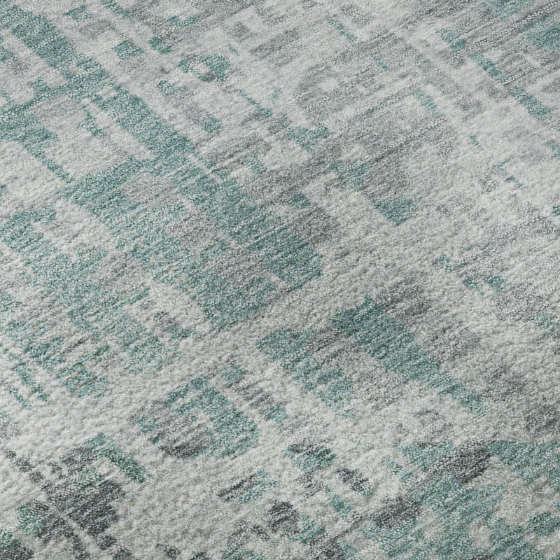 Premium Machine Washable Mayfield AMF2026 Geometric Rug, Teal, 8' x 10'