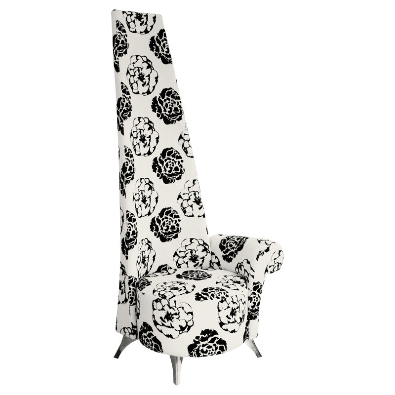 High Back Occasional Chair, Black Velour, Left Arm